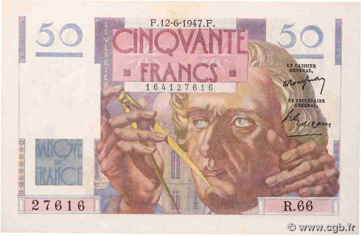 50 Francs LE VERRIER FRANCE  1947 F.20.08 UNC-