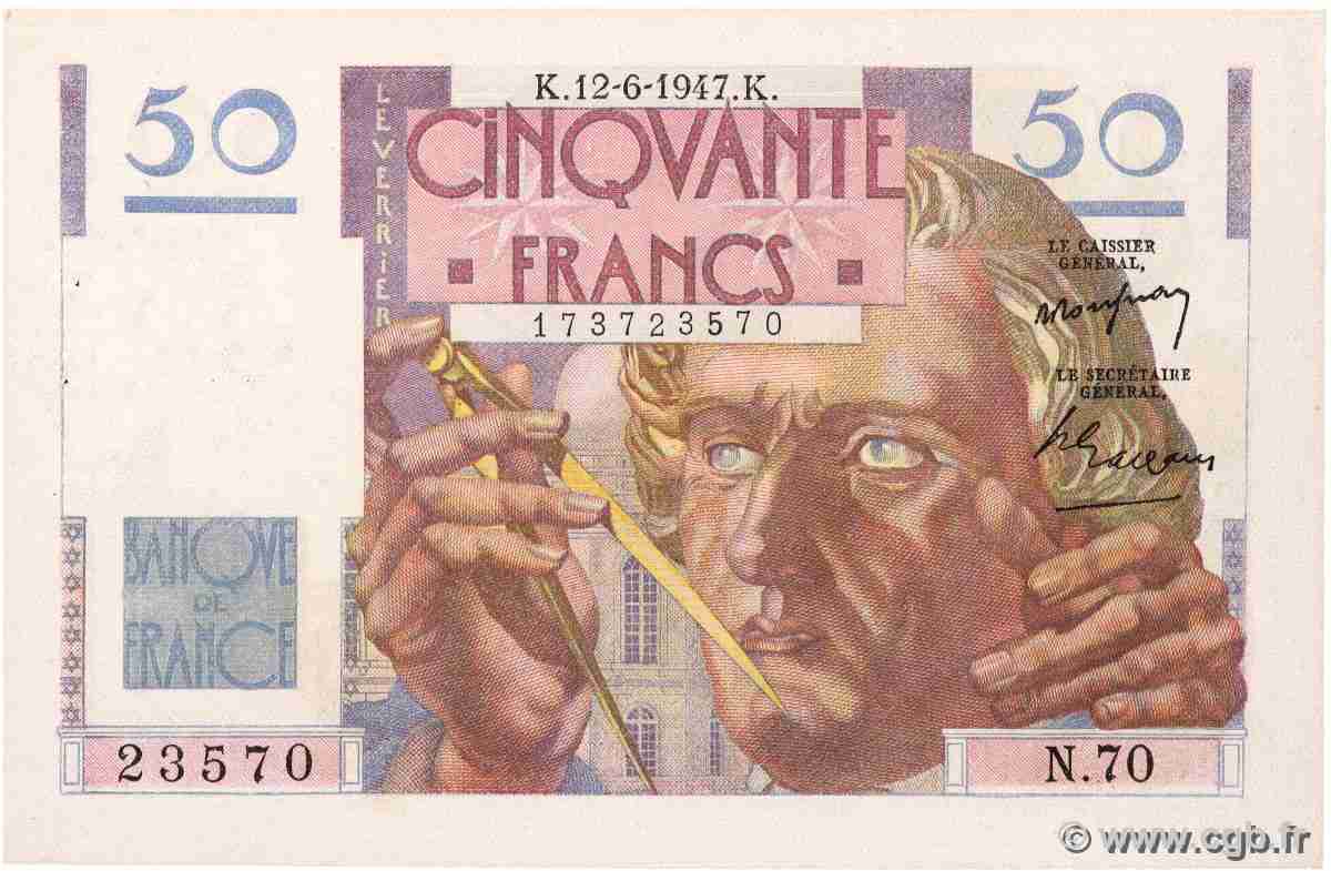 50 Francs LE VERRIER FRANCE  1947 F.20.08 AU