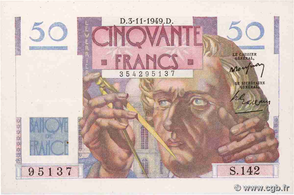 50 Francs LE VERRIER FRANCE  1949 F.20.13 XF