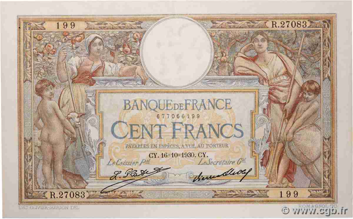 100 Francs LUC OLIVIER MERSON grands cartouches FRANCE  1930 F.24.09 SUP