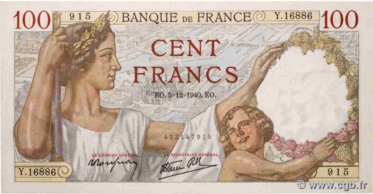 100 Francs SULLY FRANCE  1940 F.26.42 pr.NEUF