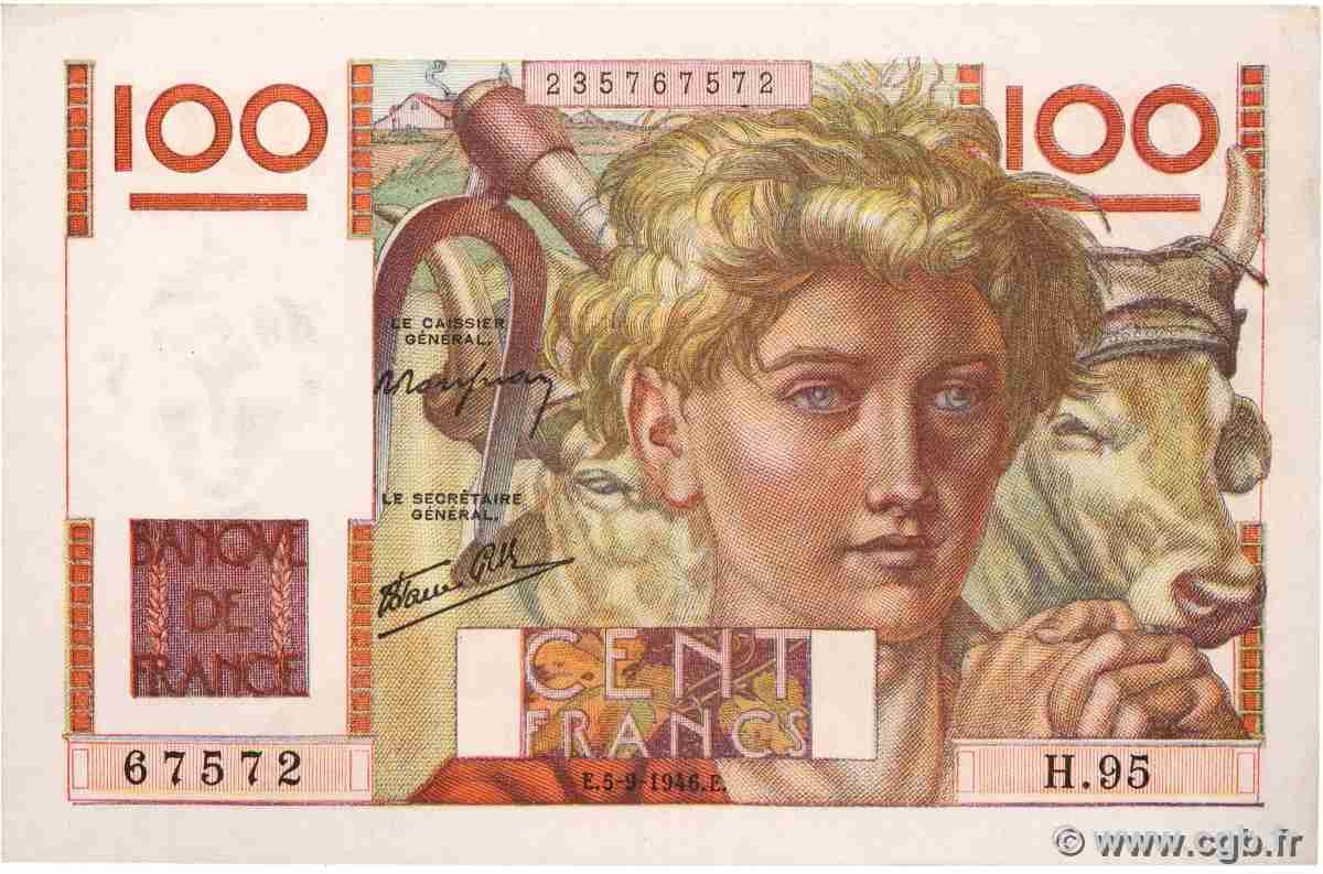 100 Francs JEUNE PAYSAN FRANCE  1946 F.28.08 UNC-