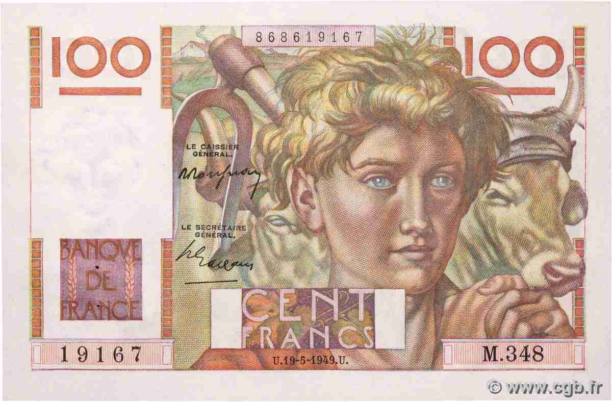 100 Francs JEUNE PAYSAN FRANCE  1949 F.28.24 AU
