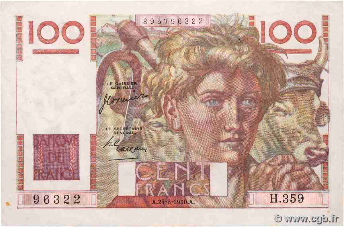 100 Francs JEUNE PAYSAN FRANCE  1950 F.28.26 VF+