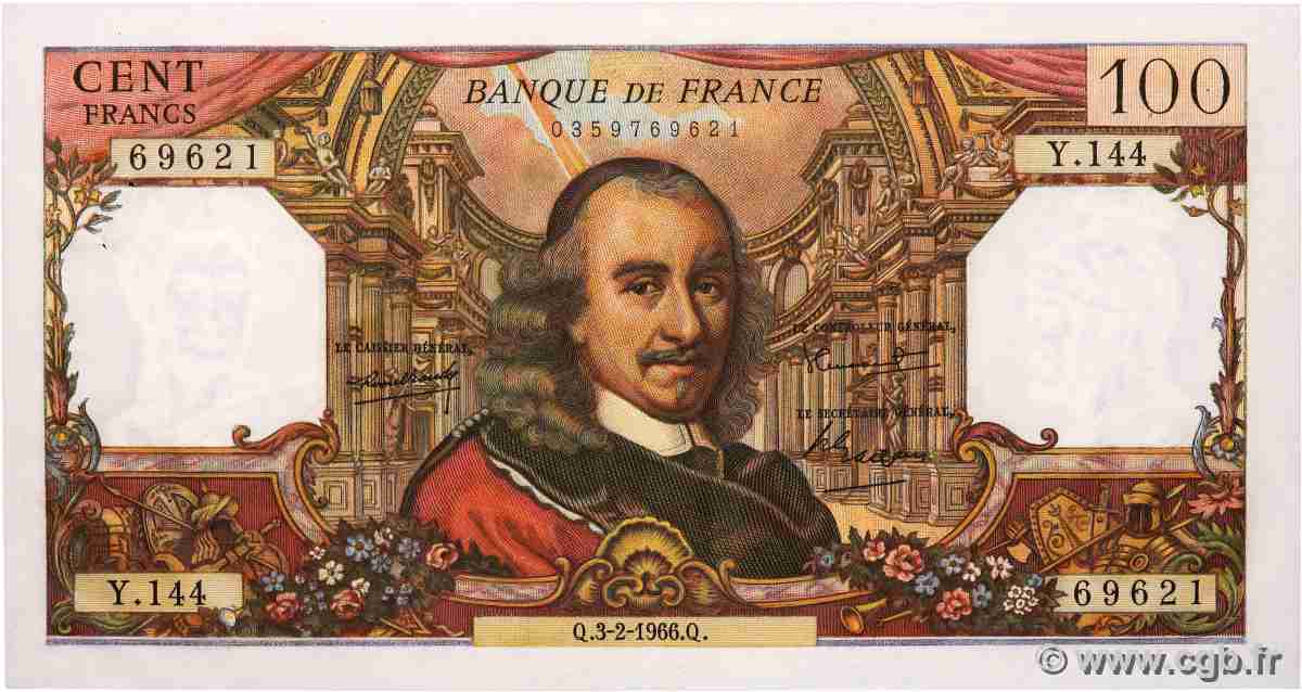 100 Francs CORNEILLE FRANCE  1966 F.65.11 pr.SPL