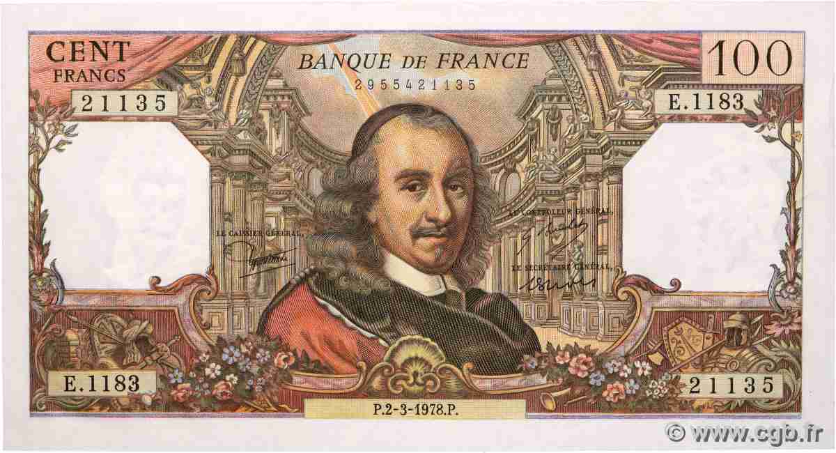 100 Francs CORNEILLE FRANCE  1978 F.65.62 SPL