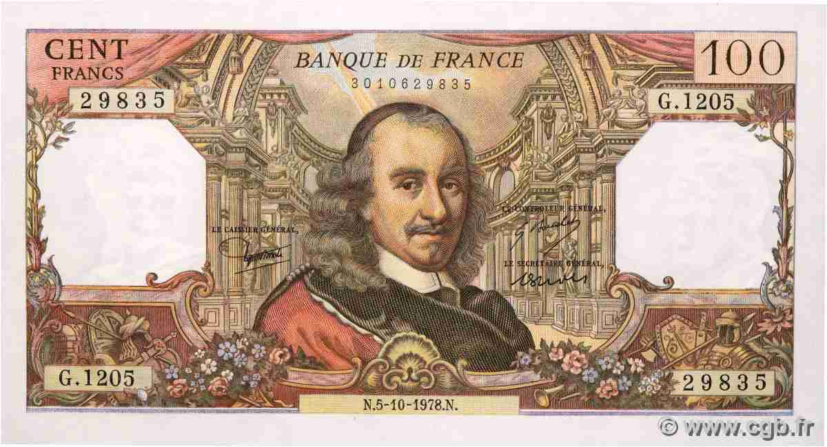 100 Francs CORNEILLE FRANCE  1978 F.65.63 AU