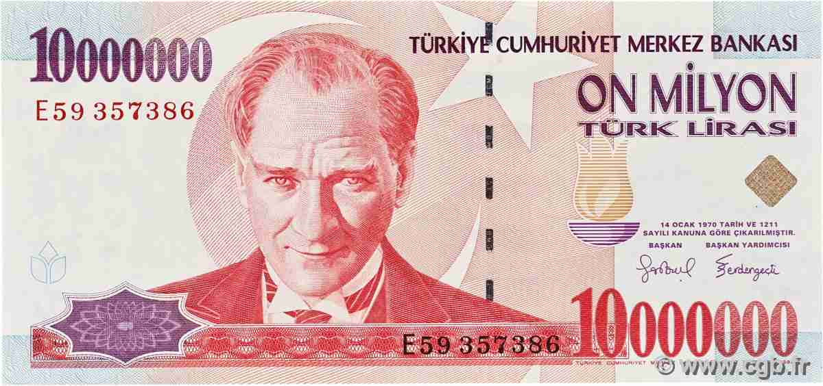 10000000 Lira TURQUIE  1999 P.214 SPL