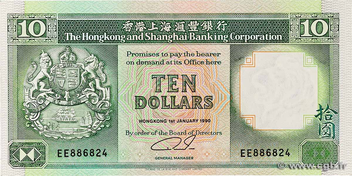 10 Dollars HONG KONG  1990 P.191c TTB