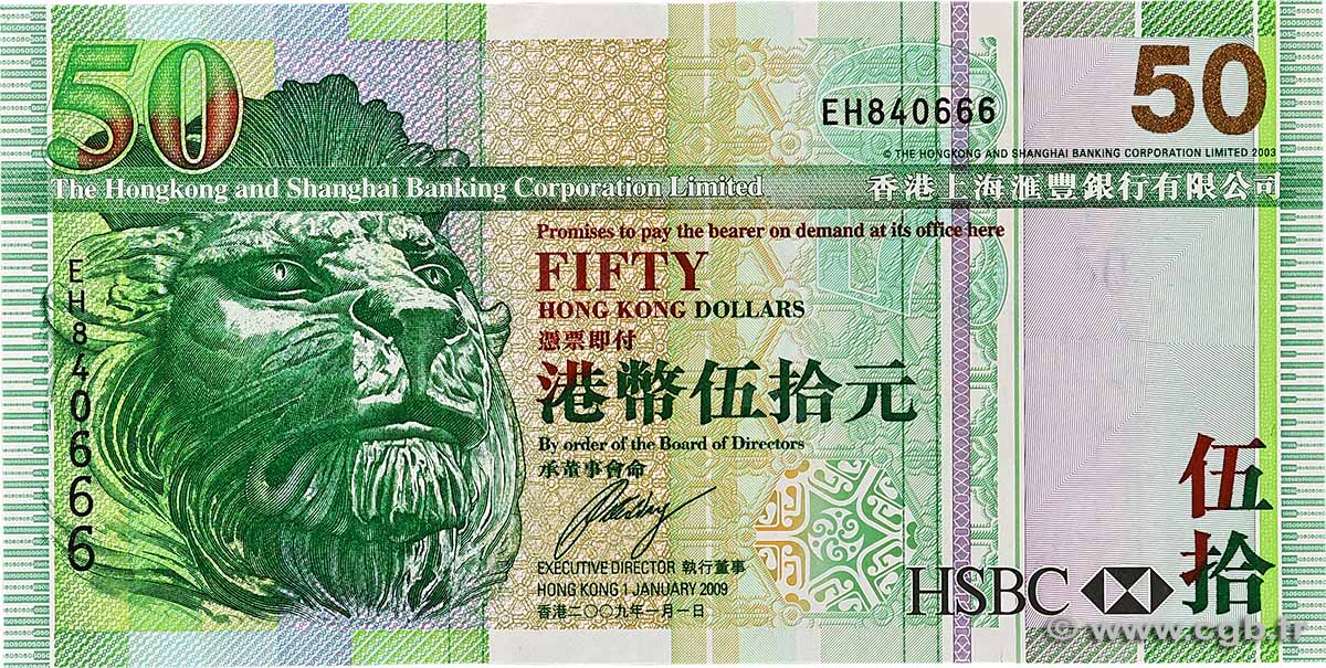 50 Dollars HONG KONG  2009 P.208f TTB+