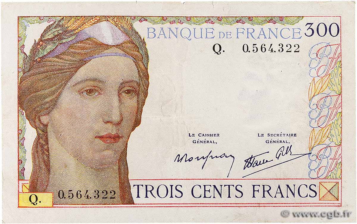 300 Francs FRANCE  1939 F.29.03 F