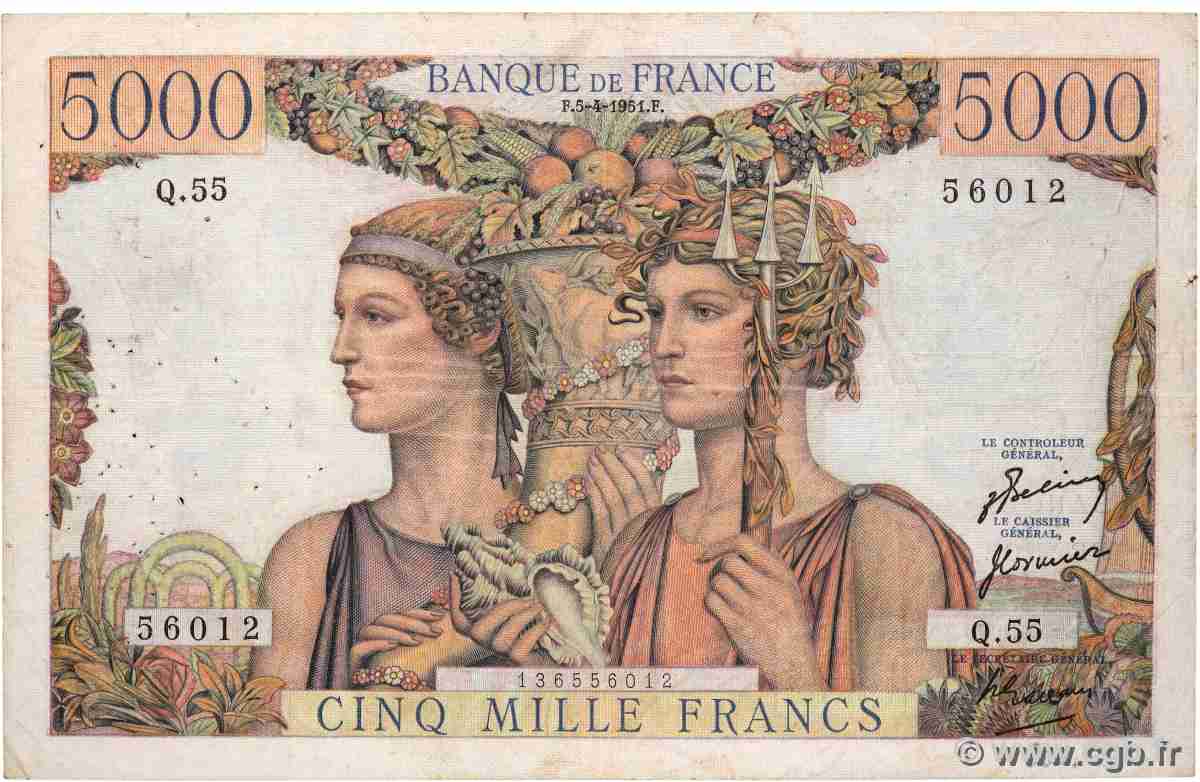 5000 Francs TERRE ET MER FRANCE  1951 F.48.04 B+