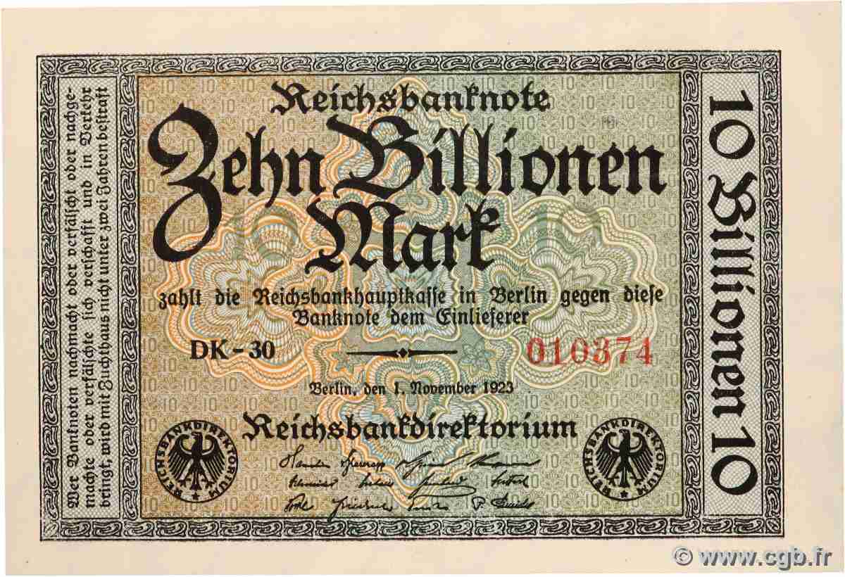 10 Billions Mark GERMANY  1923 P.132a VF+