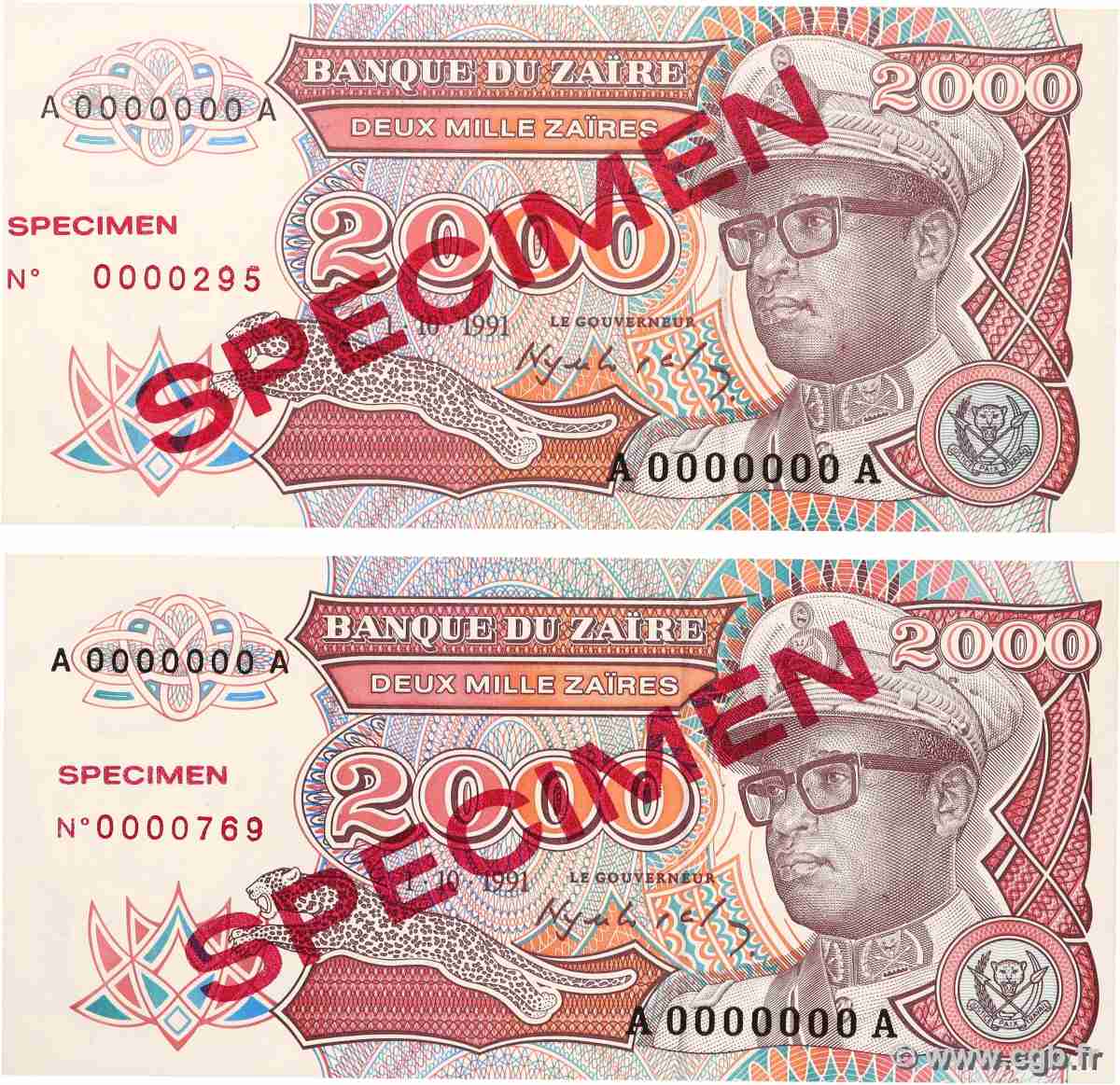 2000 Zaïres Spécimen ZAIRE  1991 P.36s UNC