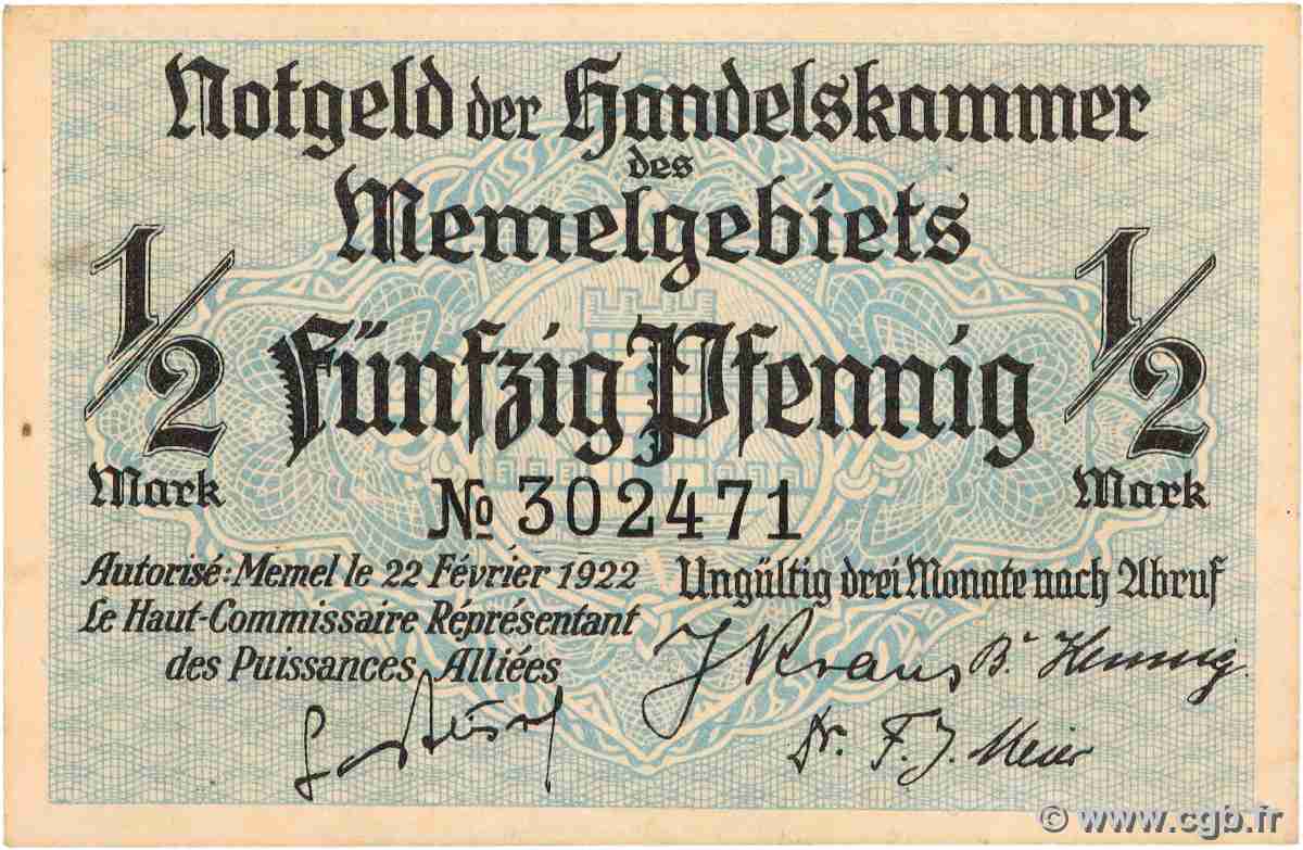 1/2 Mark MEMEL  1922 P.01 SPL