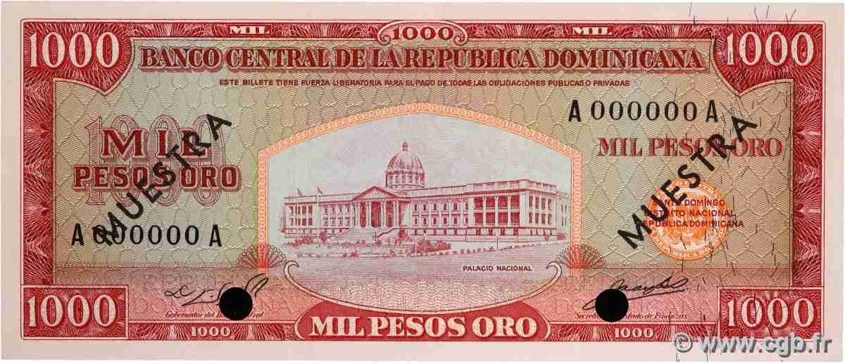 1000 Pesos Oro Spécimen RÉPUBLIQUE DOMINICAINE  1964 P.106s2 NEUF