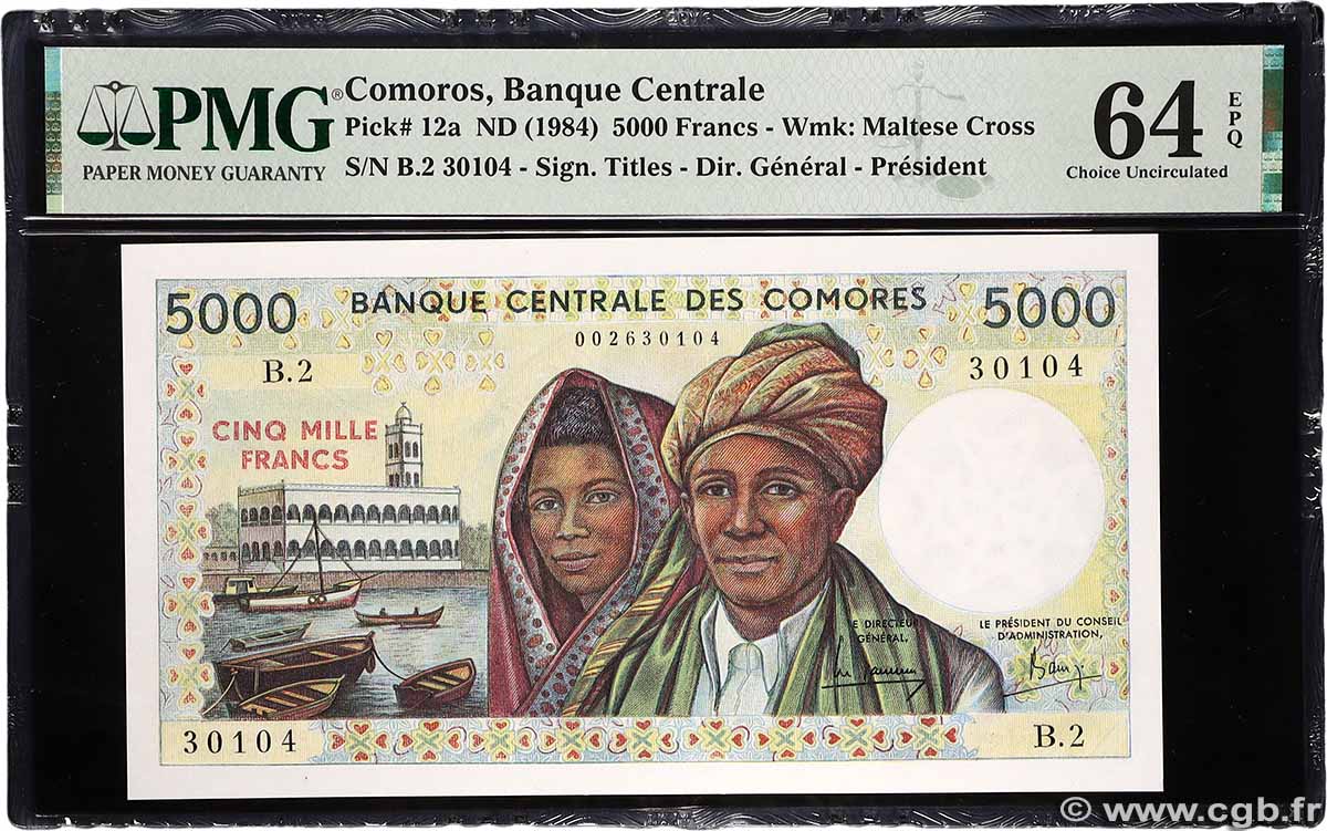 5000 Francs COMOROS  1984 P.12a UNC-
