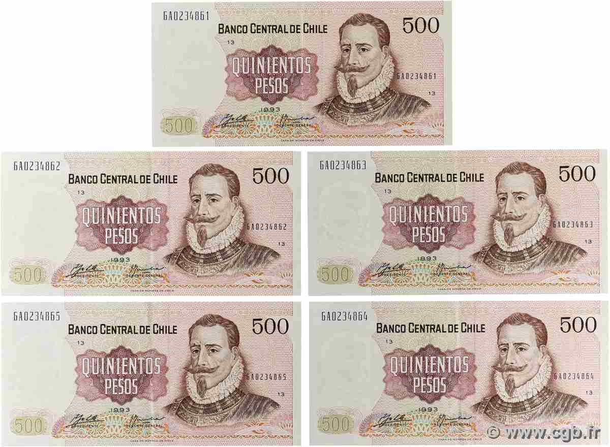 500 Pesos Lot CHILE  1993 P.153d XF+
