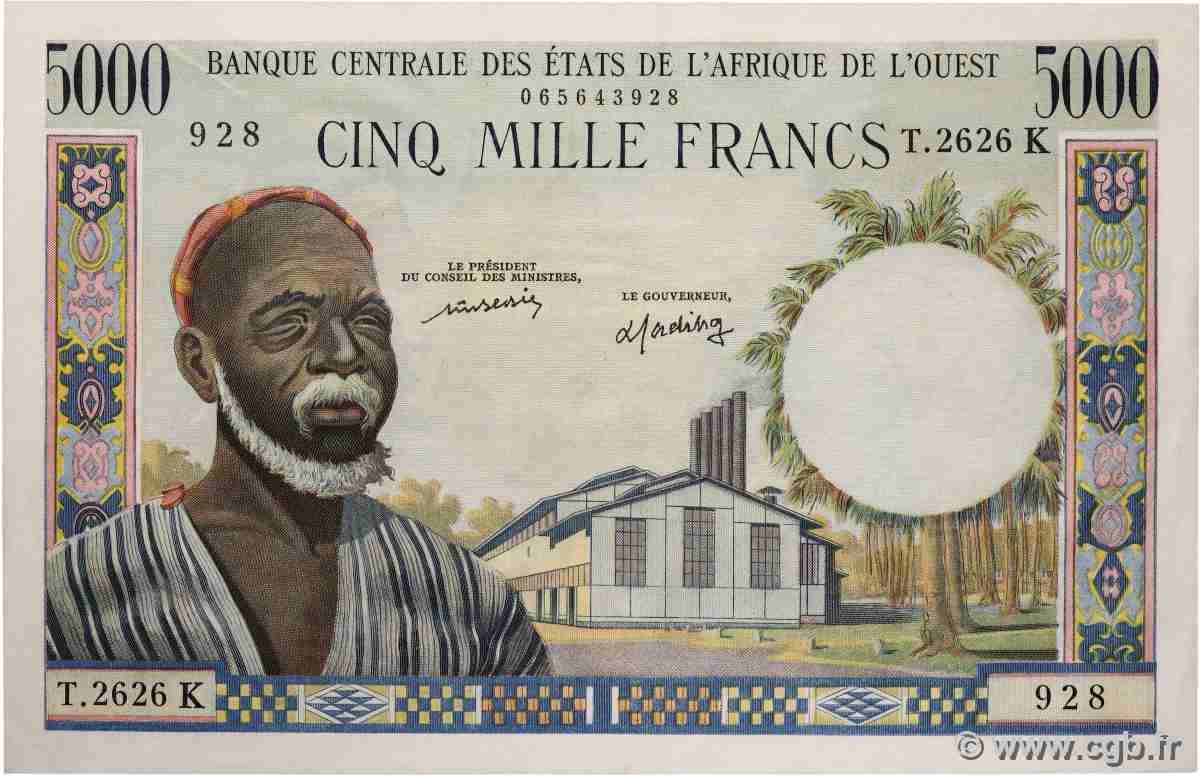 5000 Francs ÉTATS DE L&nbsp;AFRIQUE DE L&nbsp;OUEST  1977 P.704Km pr.SUP