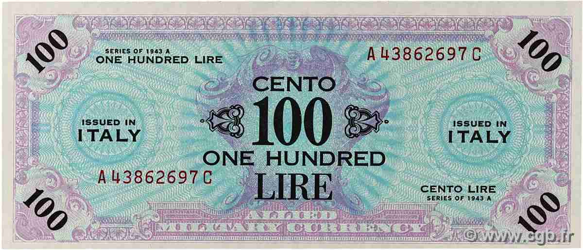 100 Lire ITALY  1943 PM.21c AU-