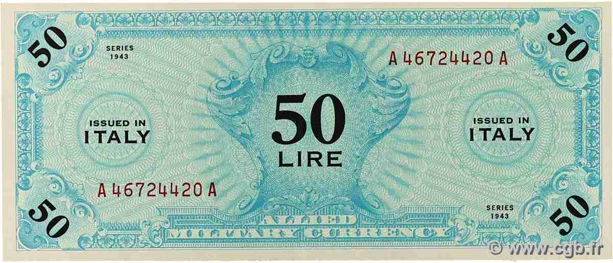 50 Lire ITALY  1943 PM.20a XF+