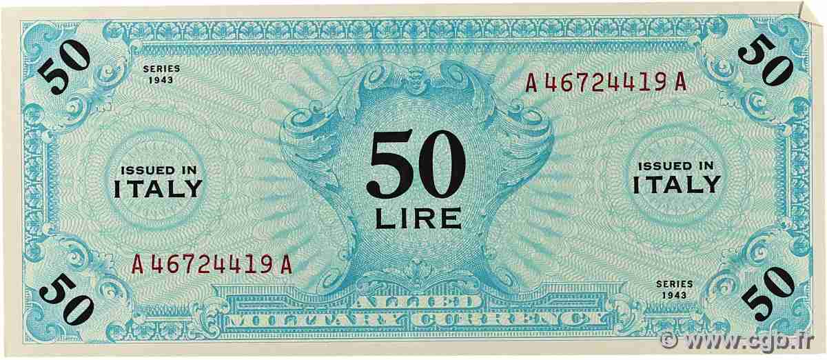 50 Lire ITALY  1943 PM.20a XF+