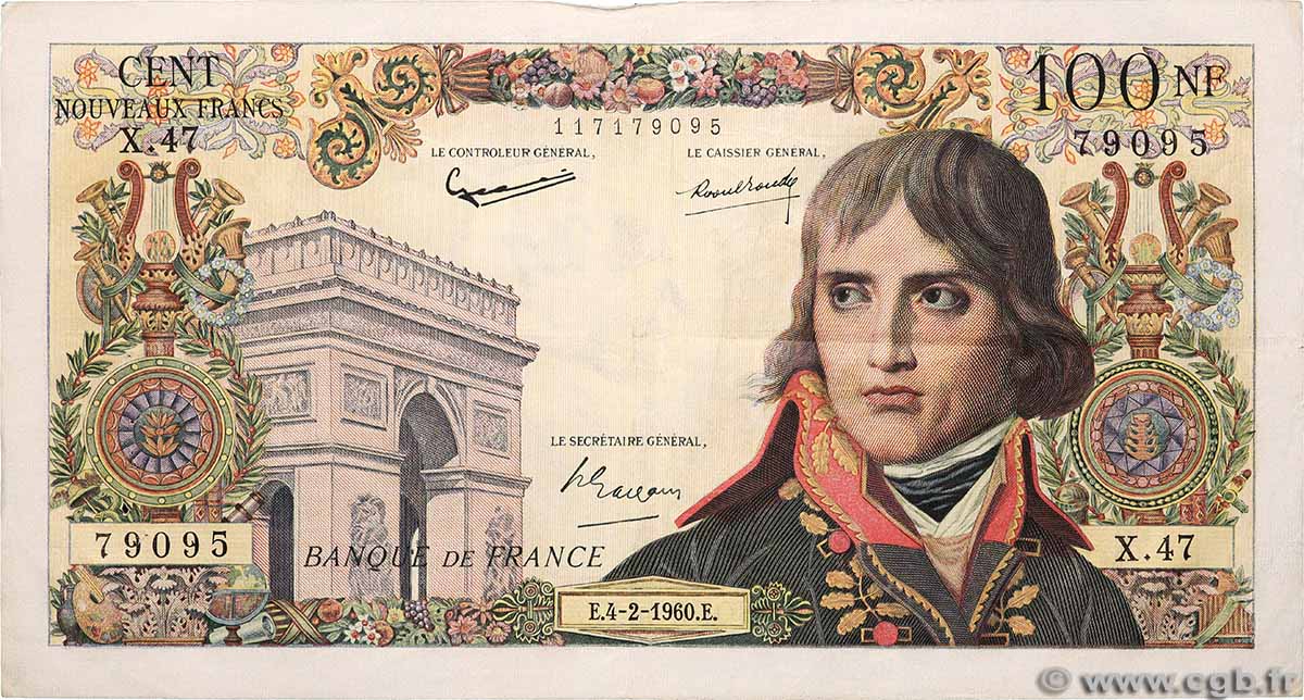 100 Nouveaux Francs BONAPARTE FRANKREICH  1960 F.59.05 SS