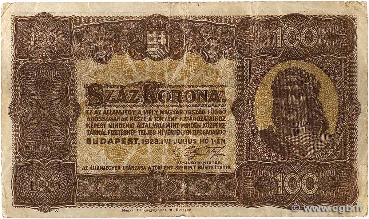100 Korona HONGRIE  1923 P.073a TB