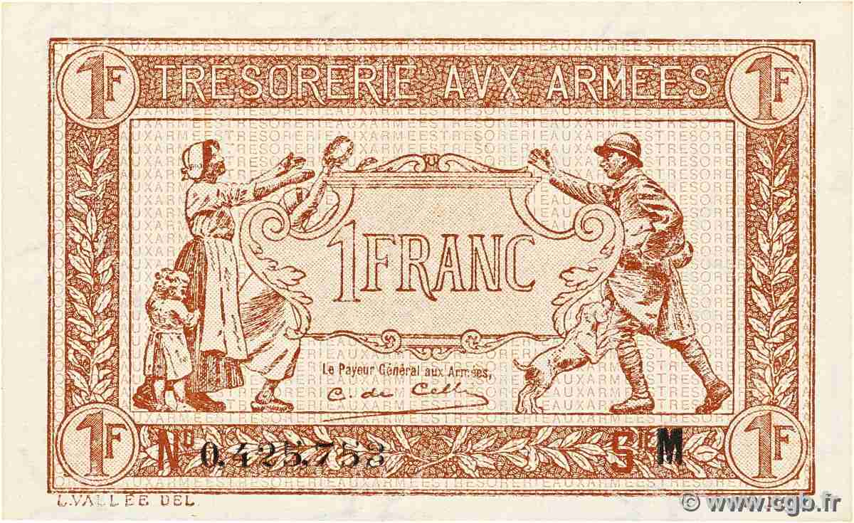 1 Franc TRÉSORERIE AUX ARMÉES 1917 FRANCE  1917 VF.03.13 SUP+