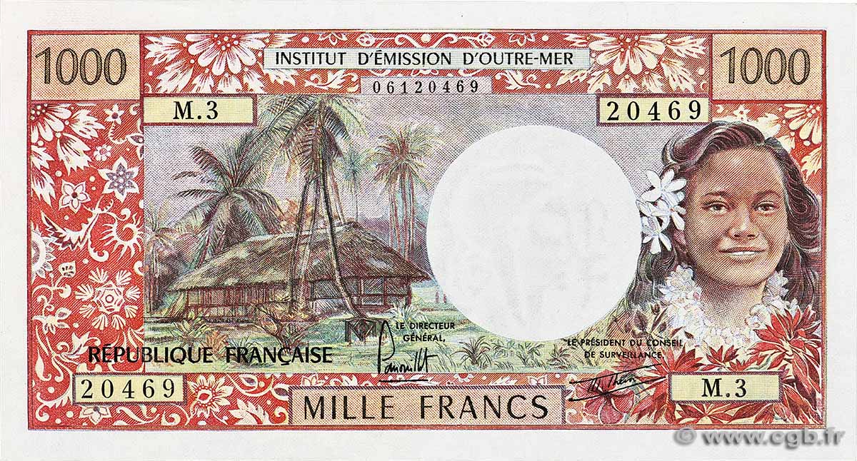 1000 Francs TAHITI  1982 P.27b SPL
