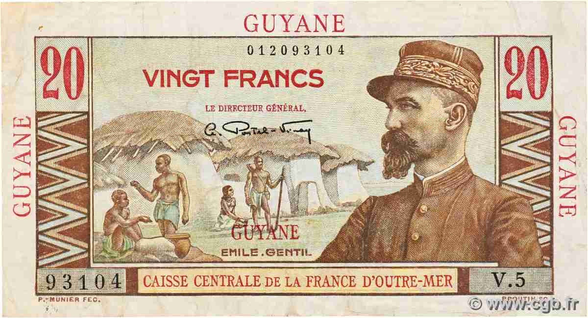 20 Francs Émile Gentil GUYANE  1946 P.21a TB+