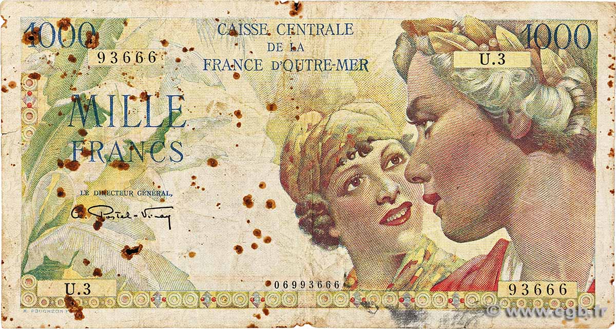 1000 Francs Union Française CCFOM AFRIQUE ÉQUATORIALE FRANÇAISE  1947 A.135a pr.TB