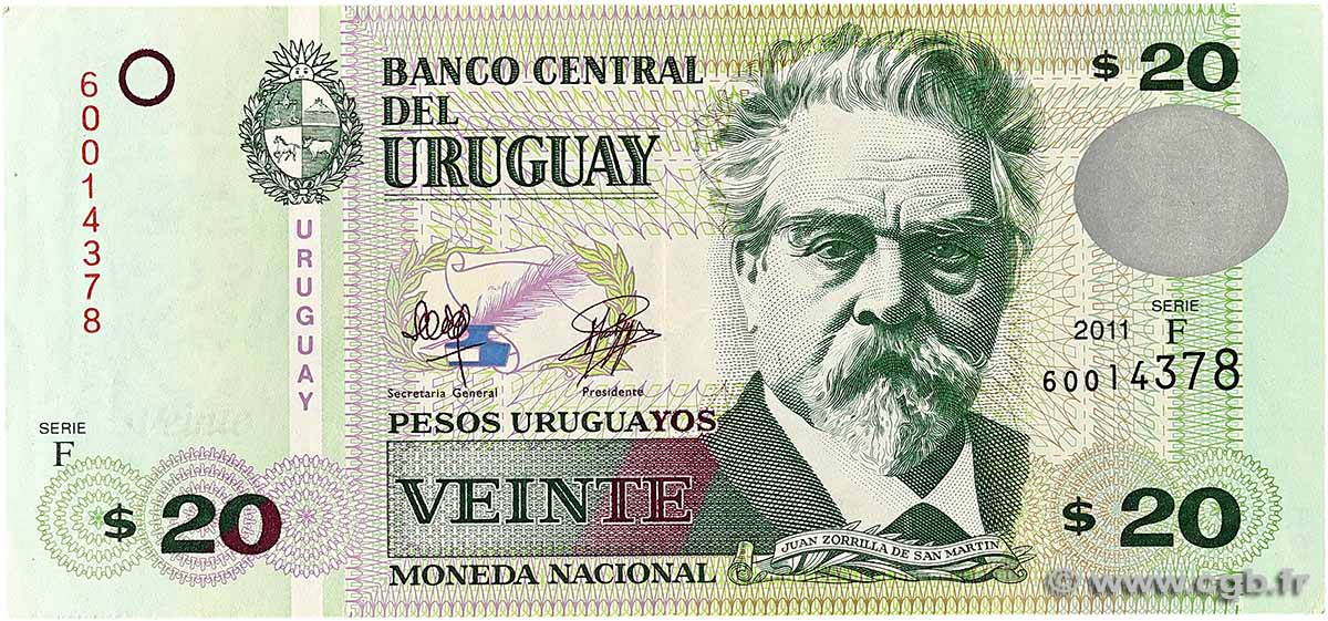 20 Pesos Uruguayos URUGUAY  2011 P.086b TTB+