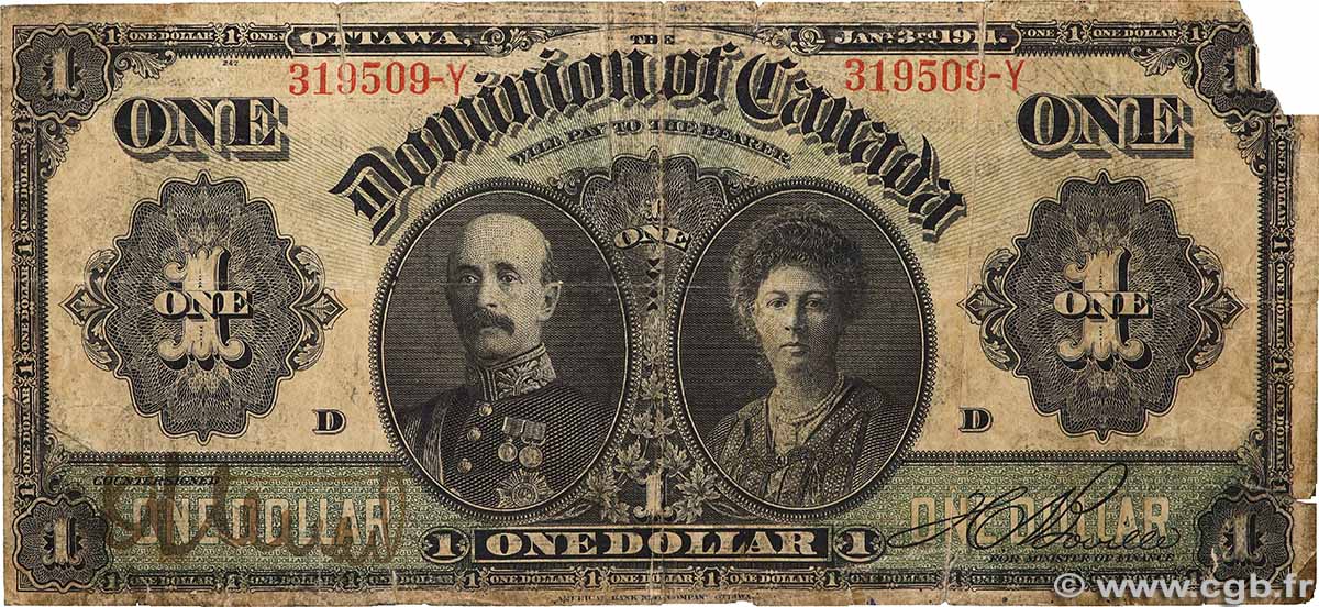 1 Dollar CANADá  1911 P.027a RC
