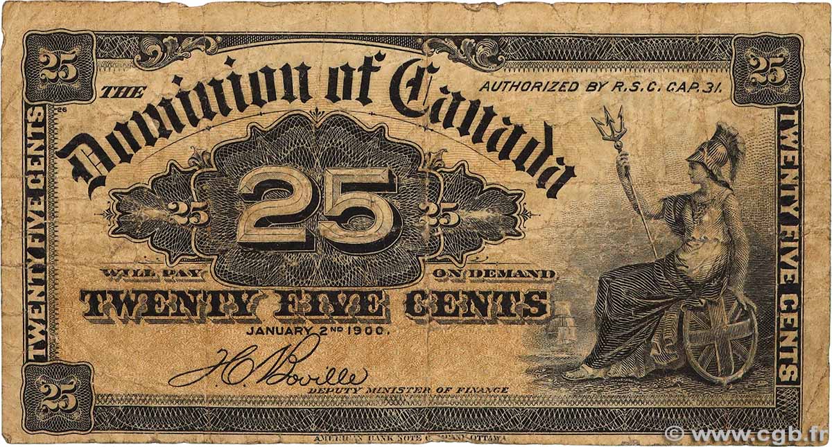 25 Cents KANADA  1900 P.009b SGE