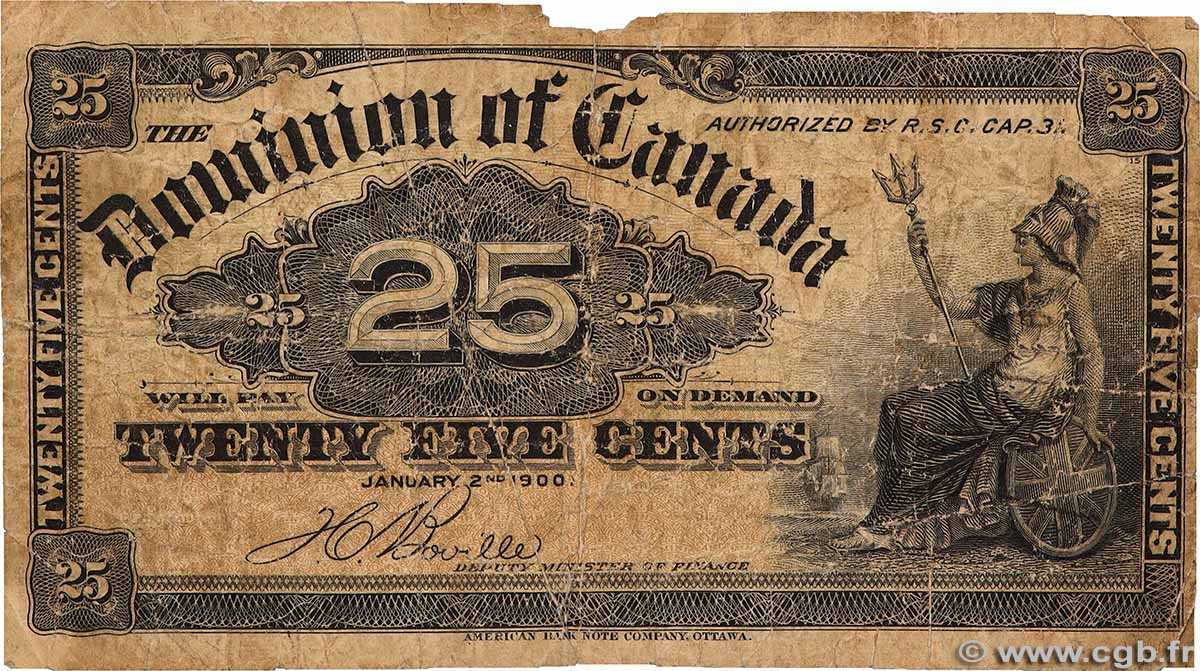 25 Cents CANADA  1900 P.009b G