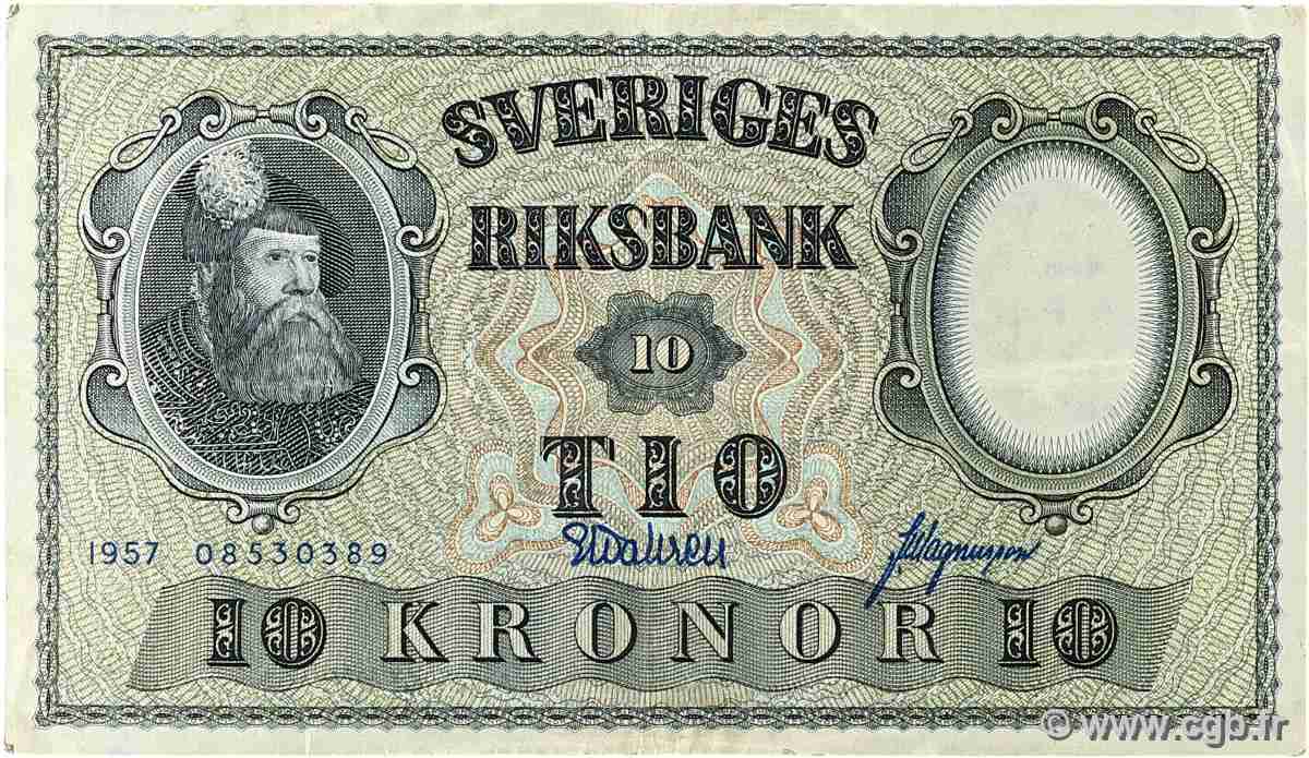 10 Kronor SUÈDE  1957 P.43e VF+