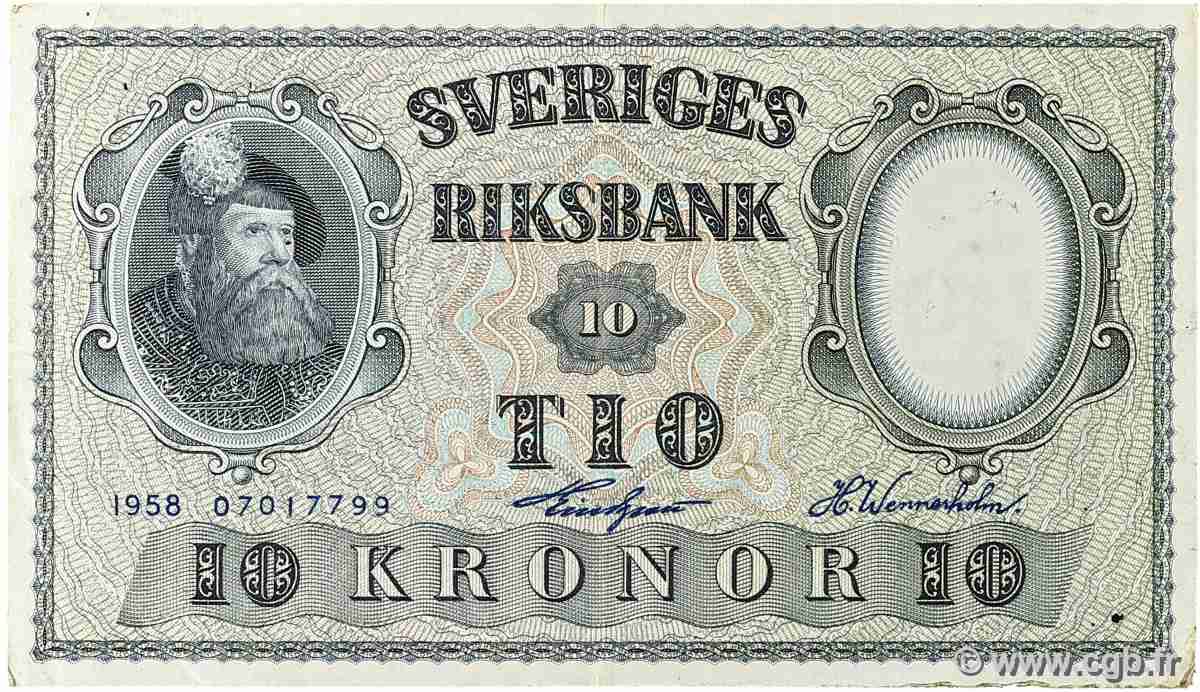 10 Kronor SUÈDE  1958 P.43f TTB