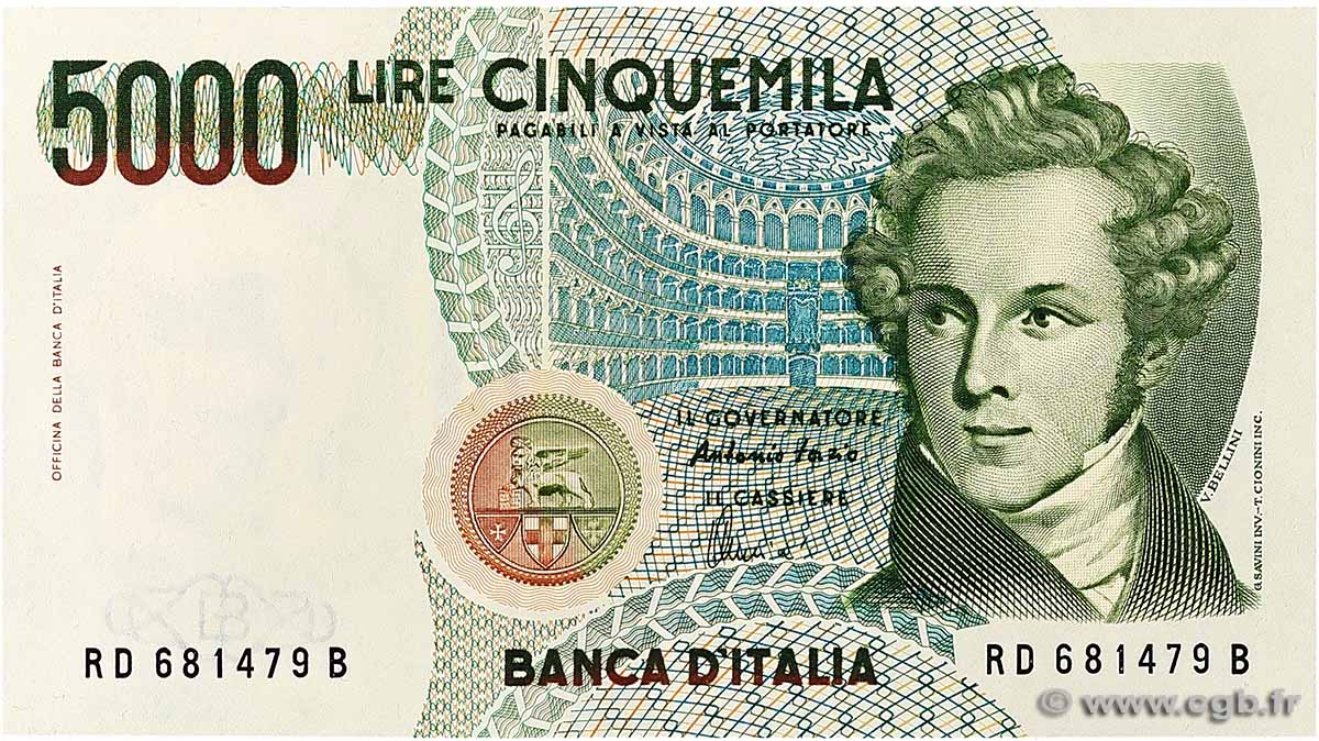5000 Lire ITALY  1985 P.111c XF+