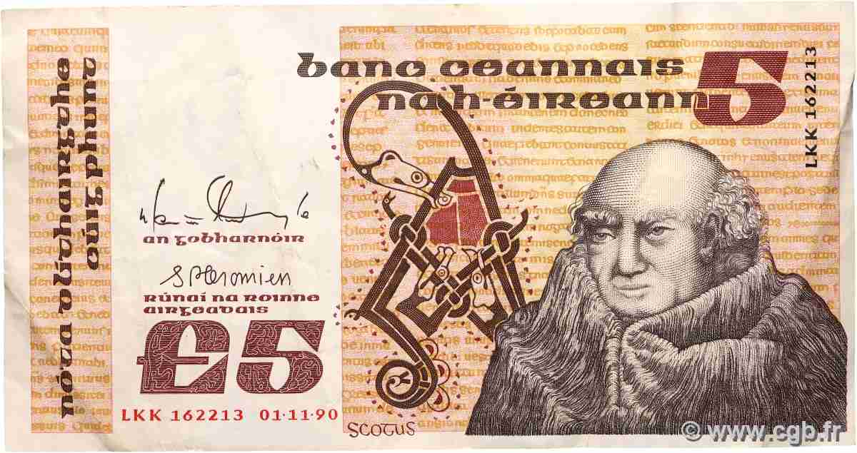 5 Pounds IRELAND REPUBLIC  1990 P.071e VF-