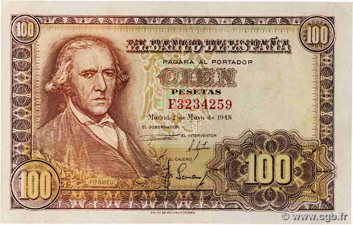 100 Pesetas SPAIN  1948 P.137 XF