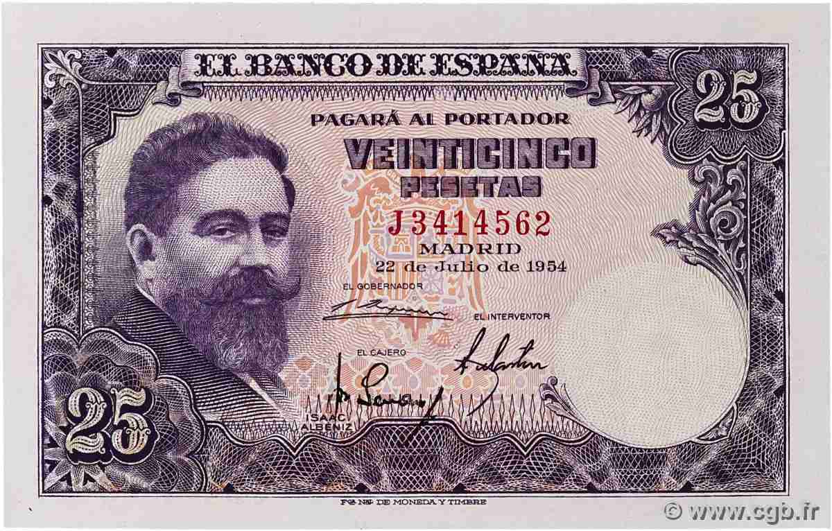 25 Pesetas SPAGNA  1954 P.147a FDC