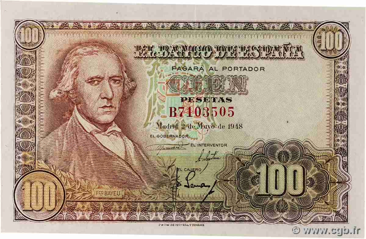 100 Pesetas SPAIN  1948 P.137 AU