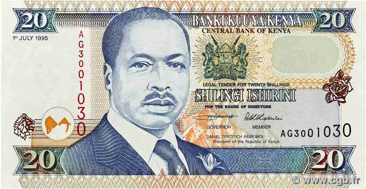 20 Shillings KENYA  1995 P.32 SUP+