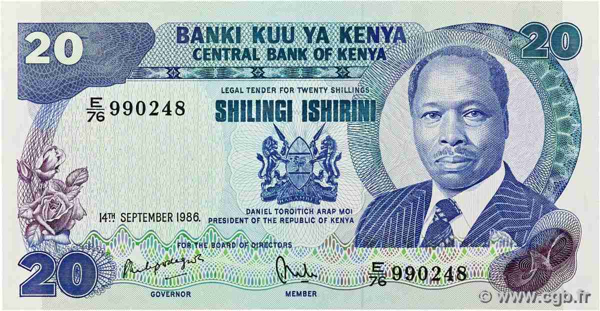 20 Shillings KENYA  1986 P.21e SUP+