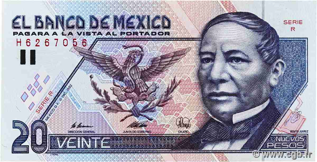 20 Nuevos Pesos MEXIQUE  1992 P.100 SPL