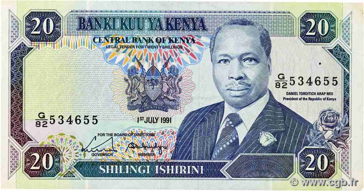 20 Shillings KENYA  1991 P.25d TTB
