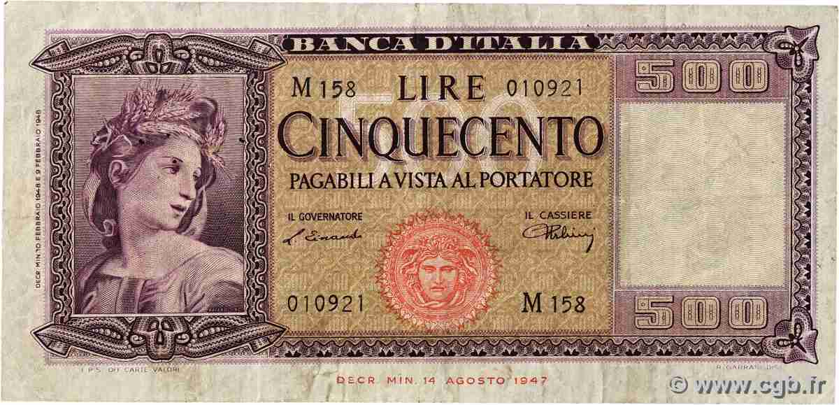 500 Lire ITALIE  1948 P.080a TB