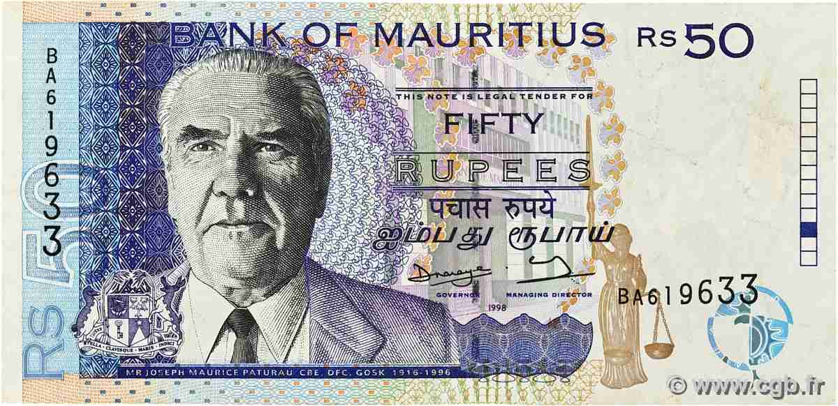 50 Rupees ÎLE MAURICE  1998 P.43 TTB+