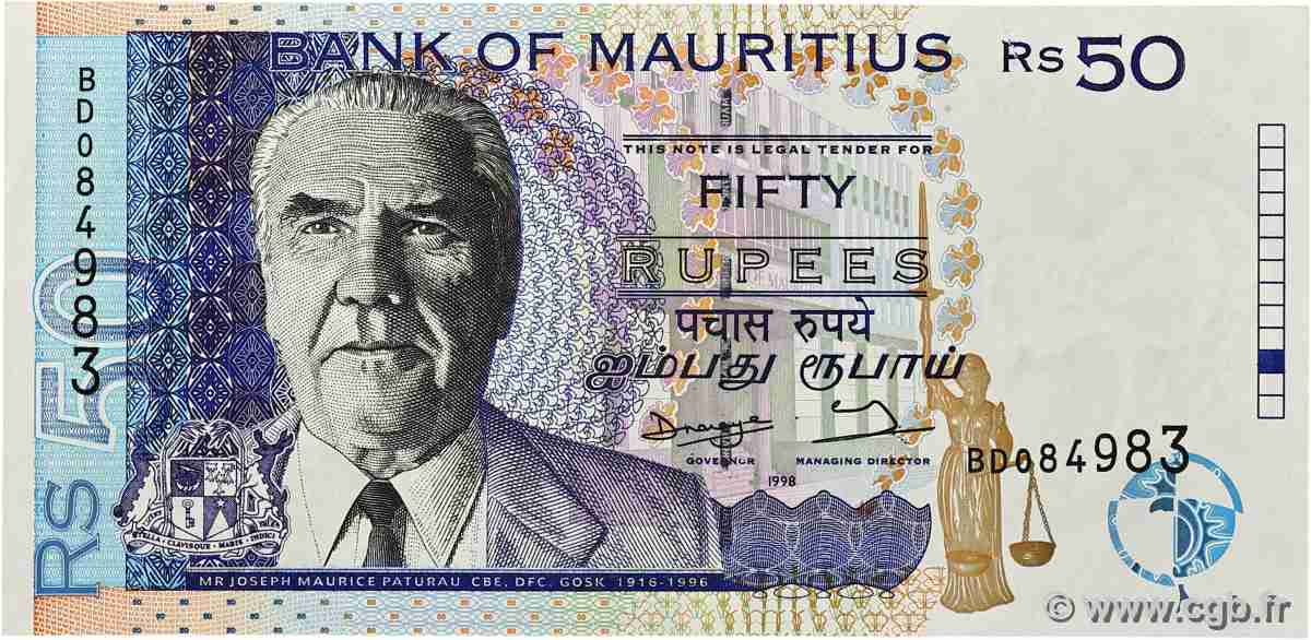 50 Rupees ÎLE MAURICE  1998 P.43 SPL+